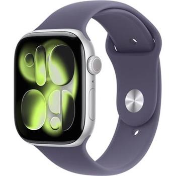 Apple Watch Series 11 (46mm) Stříbrný hliník s mlžně fialovým sportovním řemínkem M/L