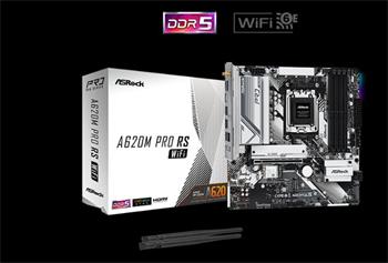 ASROCK MB A620M PRO RS WIFI (AM5, amd A620, 4xDDR5, PCIE 4.0, HDMI+DPort, 4xSATA3 +2xM.2, USB3.2 G1, GLAN, mATX)