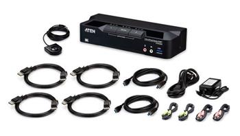 ATEN 2-port. přepínač USB 3.0 s podporou 8K a DisplayPort pro dva monitory s technologií KVMP™ (včetně kabelů)