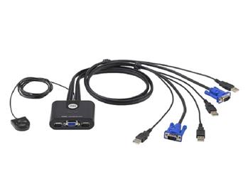ATEN 2-Port USB VGA Cable KVM Switch with Remote Port Selector