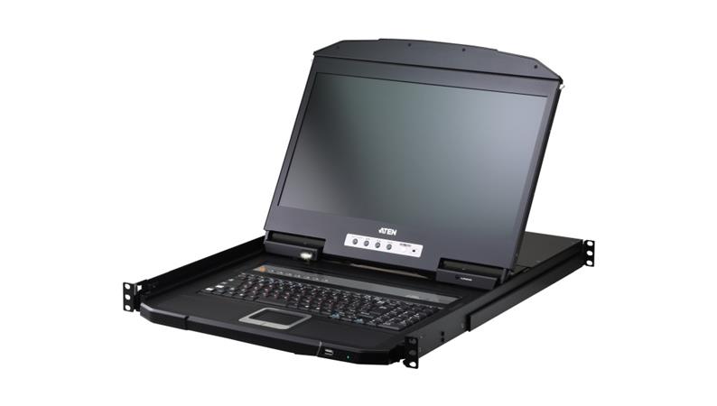 ATEN CL3708i 1-Lokální/Vzdálený sdílený přístup, 8-portový USB HDMI jednokolejný širokoúhlý FHD LCD KVM přes IP přepínač