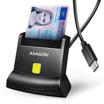 AXAGON CRE-SM4NC, USB-C čtečka kontaktních karet Smart Card (eObčanka), stojánková, kabel 1.2 m