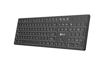 C-TECH klávesnice CZ/SK KB-201-BL, nízkoprofilová, podsvícení, USB, CZ/SK