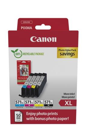 Canon cartridge CLI-571XL BK/C/M/Y PHOTO VALUE pack / 4x11ml