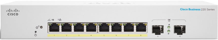 Cisco switch CBS220-8FP-E-2G (8xGbE,2xSFP, 8xPoE+,130W,fanless) - REFRESH