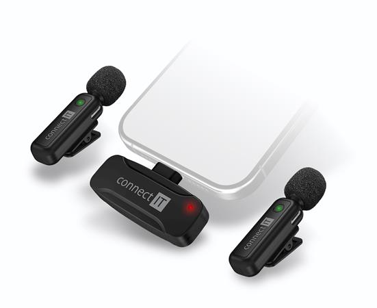 CONNECT IT Wireless Lavalier mikrofon USB-C konektor (2 ks + receiver) set ČERNÝ