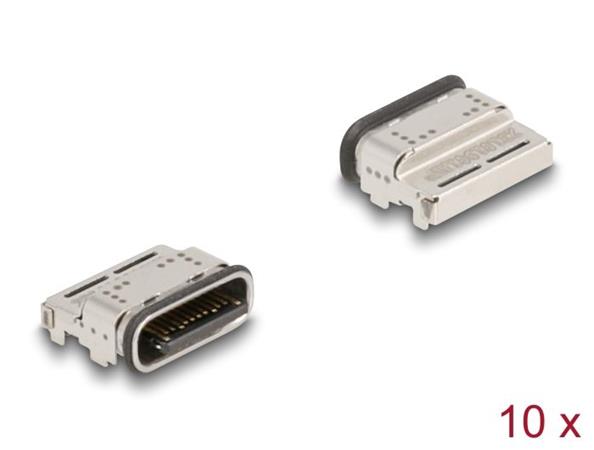 Delock 24-pinový SMD konektor USB 5 Gbps USB Type-C™, zásuvkový, k montáži pájením, vodotěsný, 10 ks