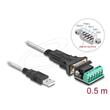 Delock Adaptér z USB 2.0 Typu-A na 1 zástrčkový konektor sériového rozhraní RS-422/485 se 6-ti pin svorkovnicí,5V,0,5m