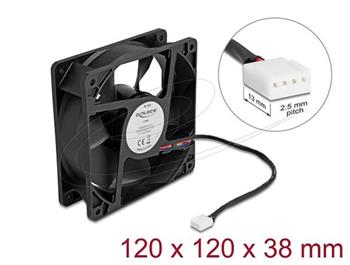 Delock Axiální ventilátor: 12 V DC, 120 x 120 x 38 mm, černý