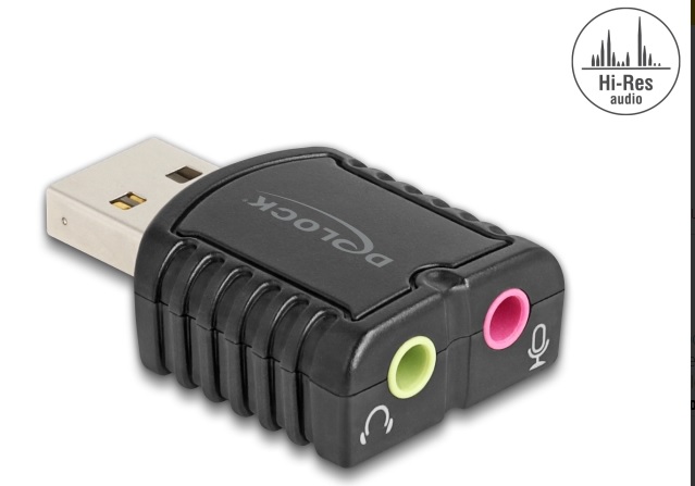 Delock Externí zvuková karta USB 24 bitů / 96 kHz Plug & Play pro Windows, MAC, Linux, Chrome OS