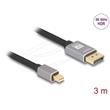 Delock Kabel mini DisplayPort na DisplayPort 8K 60 Hz 3 m šedá kovová bez západky