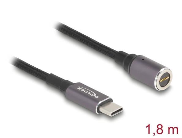 Delock Kabel na nabíjení laptopu, ze zástrčky USB Type-C™ na magnetický osmipinový konektor, 1,8 m