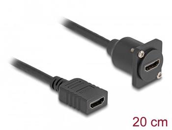 Delock Kabel rozhraní HDMI D-Type, ze zásuvky na zásuvku, černý, 20 cm
