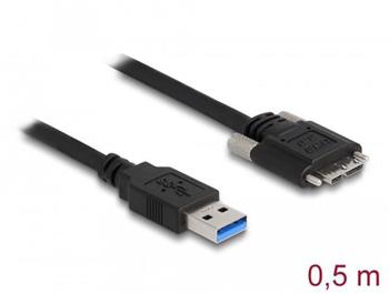 Delock Kabel USB 3.0 Typ-A samec na Typ Micro-B samec se šroubky 0,5 m