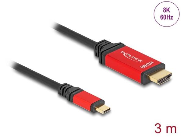 Delock Kabel USB Type-C™ na HDMI (DP Alt Mód) 8K 60 Hz s funkcí HDR 3 m červená