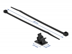 Delock Kabelová sverka 25 x 18 mm s kabelovou upínkou D 200 x Š 3,6 mm, cerná