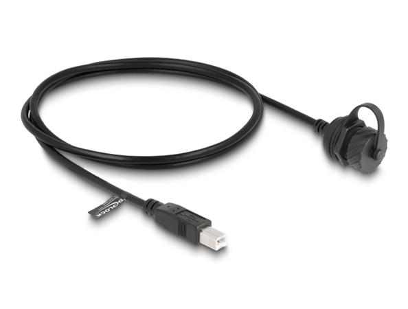 Delock Kabelový konektor ze zástrčky USB 2.0 Typ-B na zásuvku USB 2.0 Typ-B k instalaci s bajonetem ochrannou krytkou