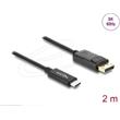 Delock Koaxiální kabel USB Type-C™ na DisplayPort (DP Alt Mode) 4K 60 Hz s pleteným opláštěním 2 m