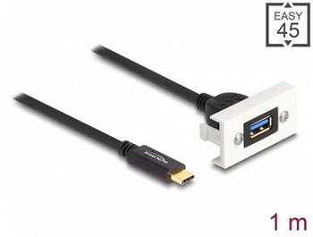 Delock Modul Easy 45 SuperSpeed USB 10 Gbps (USB 3.2 Gen 2) ze zásuvky USB Typu-A na zástrčku USB Type-C™ s krátkým kabe
