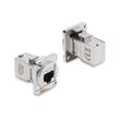 Delock Modul typu D RJ45 ze zásuvky na zásuvku, pravoúhlý, 90°, Cat.6A, stříbrný
