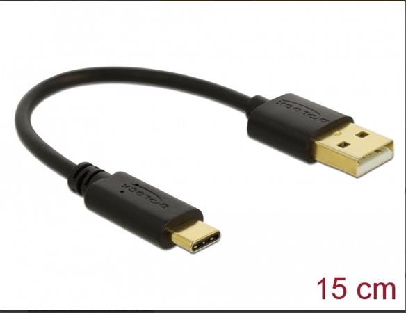 Delock Nabíjecí kabel USB Typu-A na USB Type-C™, délky 3 A 15 cm