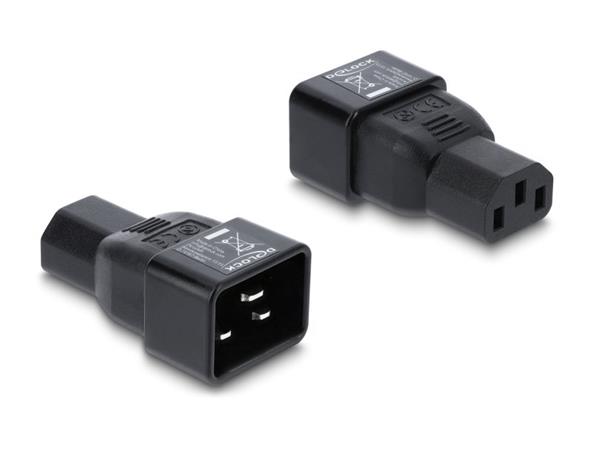 Delock Napájecí adaptér IEC 60320 – z C20 na C13, zástrčka / zásuvka, 10 A, přímý