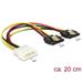 Delock Napájecí kabel Molex 4 pin samec > 2 x SATA 15 pin samice kovová spona 20 cm