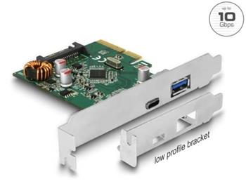 Delock PCI Express x4 Karta na 1 x externí USB Type-C™ samice + 1 x externí USB Typ-A samice SuperSpeed USB 10 Gbps