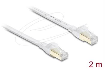 Delock Plochý spojovací kabel RJ45 Cat.8.1 U/FTP, až 40 Gbps, 2 m, bílý