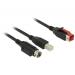 Delock PoweredUSB kabel samec 24 V > USB Typ-B samec + Hosiden Mini-DIN 3 pin samec 3 m pro POS tiskárny a terminály