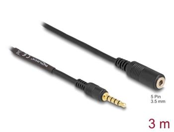 Delock Prodlužovací kabel Stereo Jack 3,5 mm 5 pin samec na samici 3 m černý