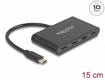 Delock Rozbočovač USB 3.2 Gen 2 USB Type-C™ se 4 porty USB Type-C™ samice – 10 Gbps