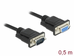 Delock Sériový kabel rozhraní RS-232 Sub-D9, ze zástrčkového na zásuvkový, délky 0,5 m