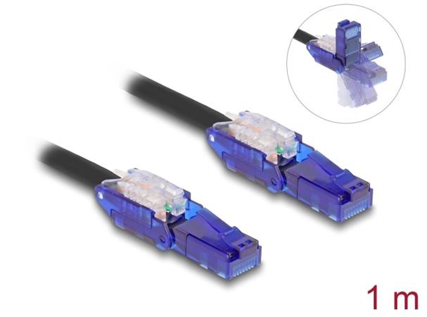 Delock Síťový kabel RJ45, Cat.6, UTP, s výklopnými zástrčkovými konektory (180°), 1 m