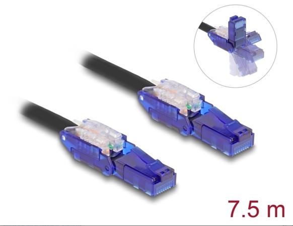 Delock Síťový kabel RJ45, Cat.6, UTP, s výklopnými zástrčkovými konektory (180°), 7,5 m