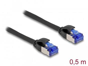 Delock Síťový kabel RJ45, Cat.6A, S/FTP, tenký, 0,5 m, černý