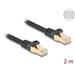 Delock Síťový kabel RJ45 Cat.6A S/FTP, zalomený dolů o 45°, 2 m, černý