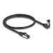 Delock Síťový kabel RJ45 Cat.8.1 S/FTP, zalomený dolů o 90° / přímý, 0,5 m, černý