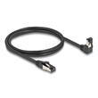 Delock Síťový kabel RJ45 Cat.8.1 S/FTP, zalomený dolů o 90° / přímý, 1 m, černý