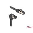 Delock Síťový kabel RJ45 Cat.8.1 S/FTP, zalomený dolů o 90° / přímý, 10 m, černý