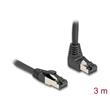 Delock Síťový kabel RJ45 Cat.8.1 S/FTP, zalomený nahoru o 90° / přímý, 3 m, černý