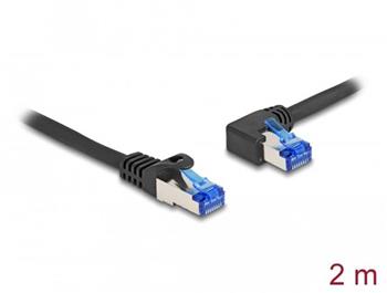 Delock Síťový kabel rozhraní RJ45 Cat.6A, S/FTP, přímý / levý pravoúhlý, 2 m, černý