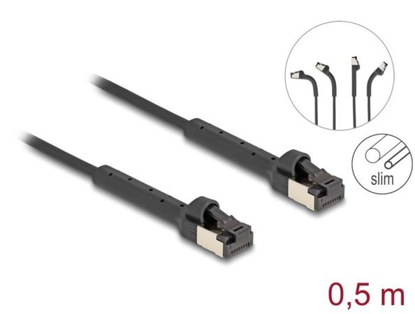 Delock Síťový kabel s rozhraním RJ45 Slim, Cat.6A, U/FTP, ohebný, černý, 0,5 m