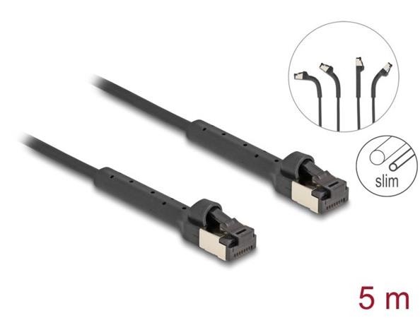 Delock Síťový kabel s rozhraním RJ45 Slim, Cat.6A, U/FTP, ohebný, černý, 5 m