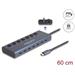 Delock USB 5 Gbps Hub se 7 porty USB Type-C™ se spínačem, z nichž 6 x datové porty a 1 x datový port s napájecím výkonem
