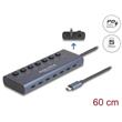 Delock USB 5 Gbps Hub se 7 porty USB Type-C™ se spínačem, z nichž 6 x datové porty a 1 x datový port s napájecím výkonem