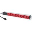 DIGITUS 1U Hliníkové PDU, do stojanu, C14->8x červený CEE 7/7 10A zástrčka, 250VAC 50/60 Hz