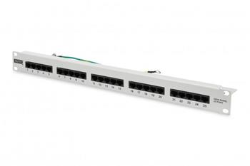 Digitus CAT 3 ISDN Patch Panel, nestíněný, 25 portů RJ45, 8P4C, LSA, 1U, montáž do stojanu, šedá, 482x44x109