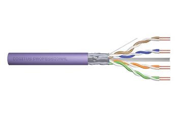 DIGITUS CAT 6 instalační kabel F-UTP, drát, délka 305 m, dřevěný buben, LSOH, AWG 23, Simplex, barva fialová