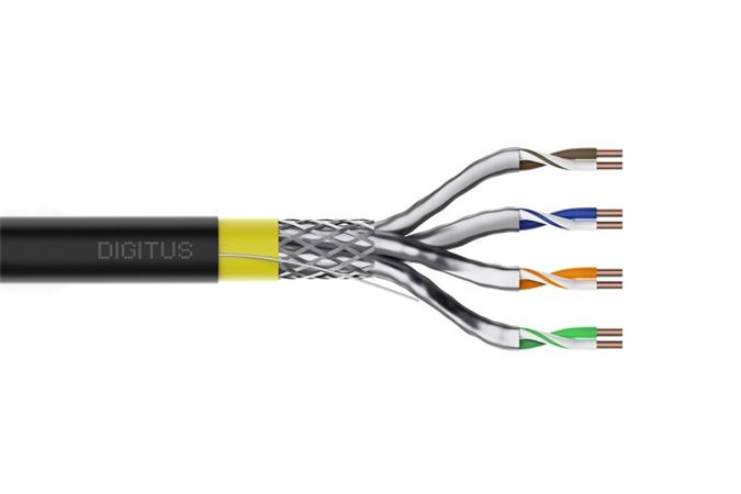 DIGITUS Datový kabel CAT 7A S/FTP – venkovní instalační kabel, 100m kruh, simplex, PE